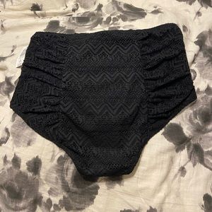TORRID Black Ruched Crochet Swim Bottom